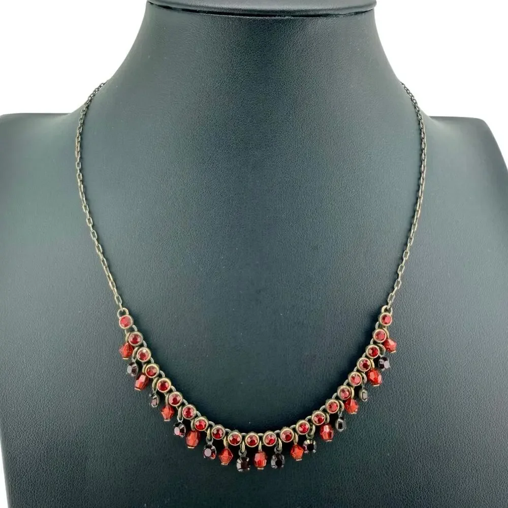 Worthington Rhinestone Vamp Red Black Romantic Bronze Tone 18